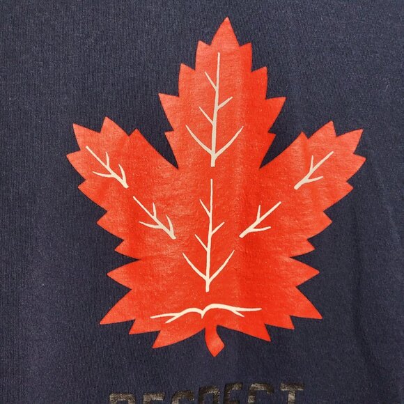 Gildan Heavy Cotton Navy Blue Respect the Leaf with Red Maple Leaf Motif Tee XL - Picture 7 of 16